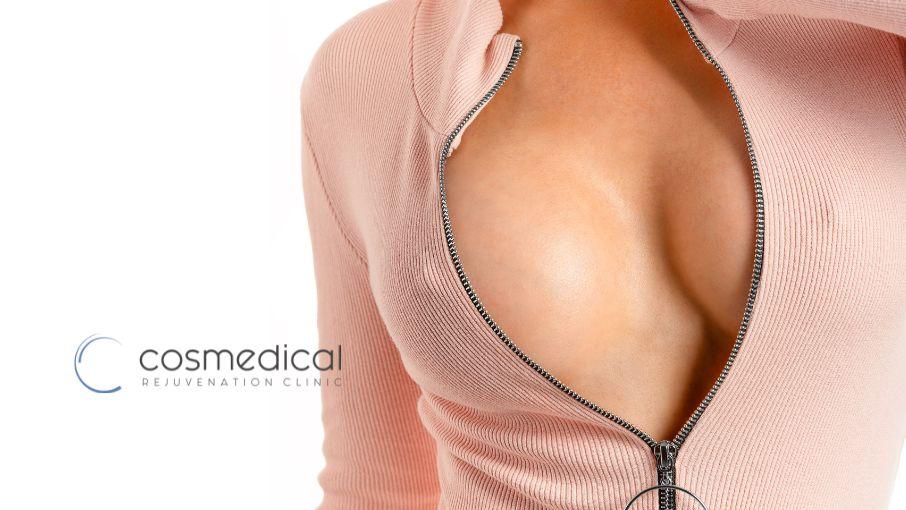 woman with breast implants